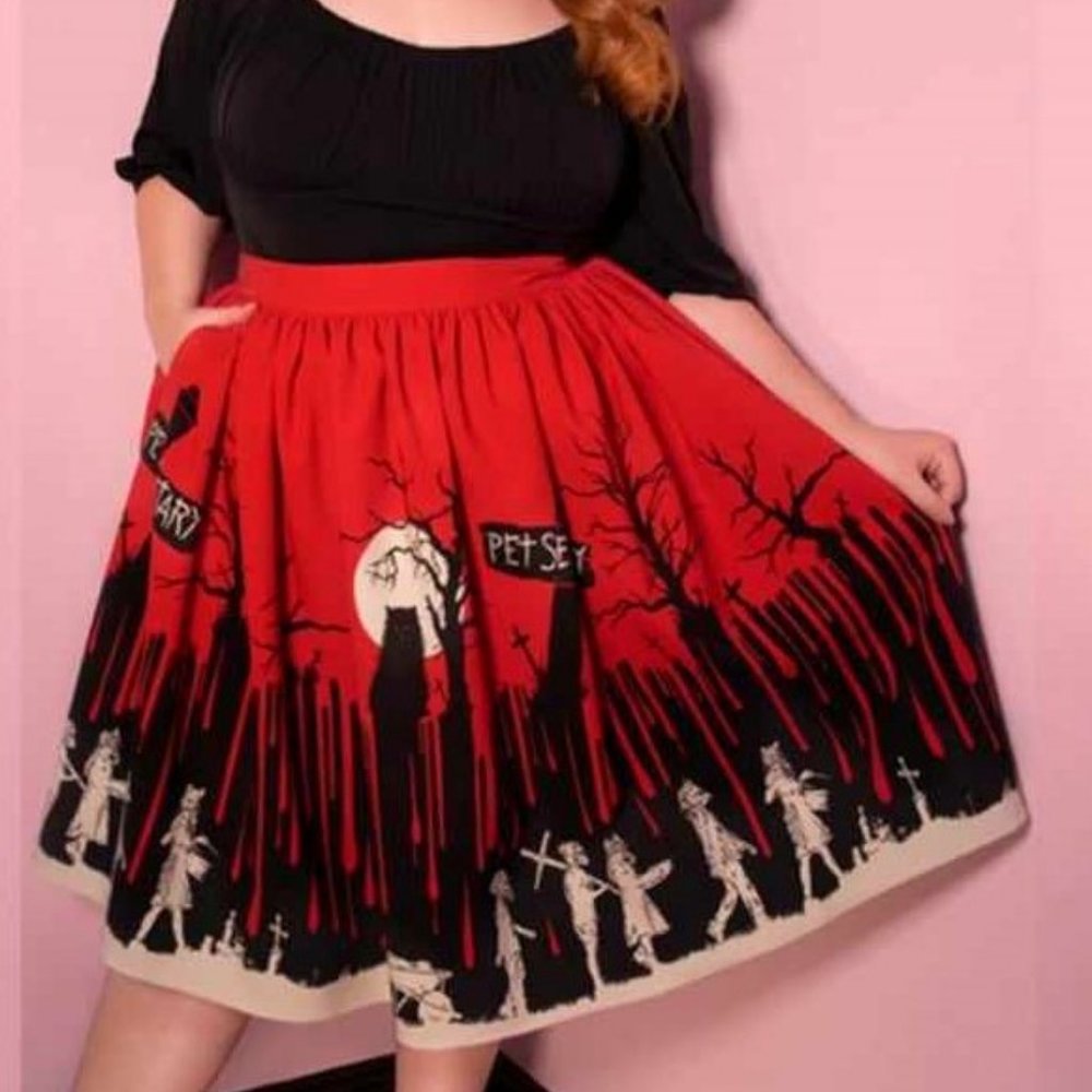 BNWT Vixen by Micheline Pitt Pet Semetery Novelty Swing Skirt